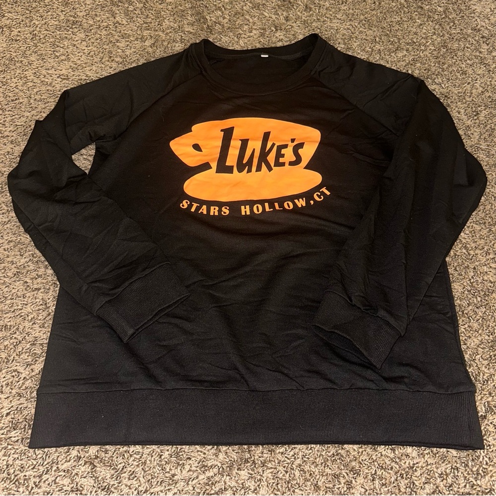 NWOT Black and Orange Graphic Sweatshirt with Logo